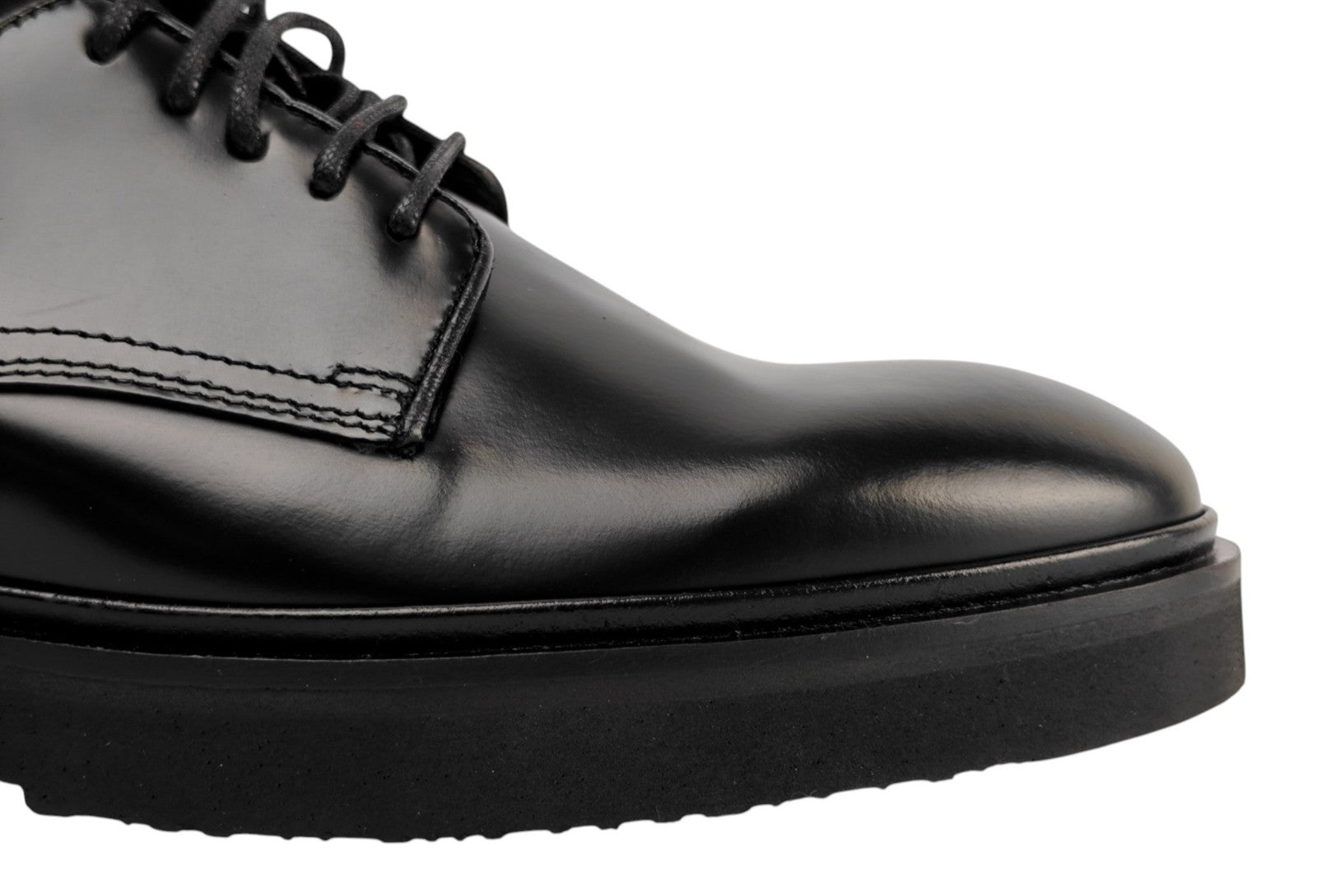 $1150 TESTONI BOLOGNA Derby Shoes Black Brush Off Calf & Neoprene