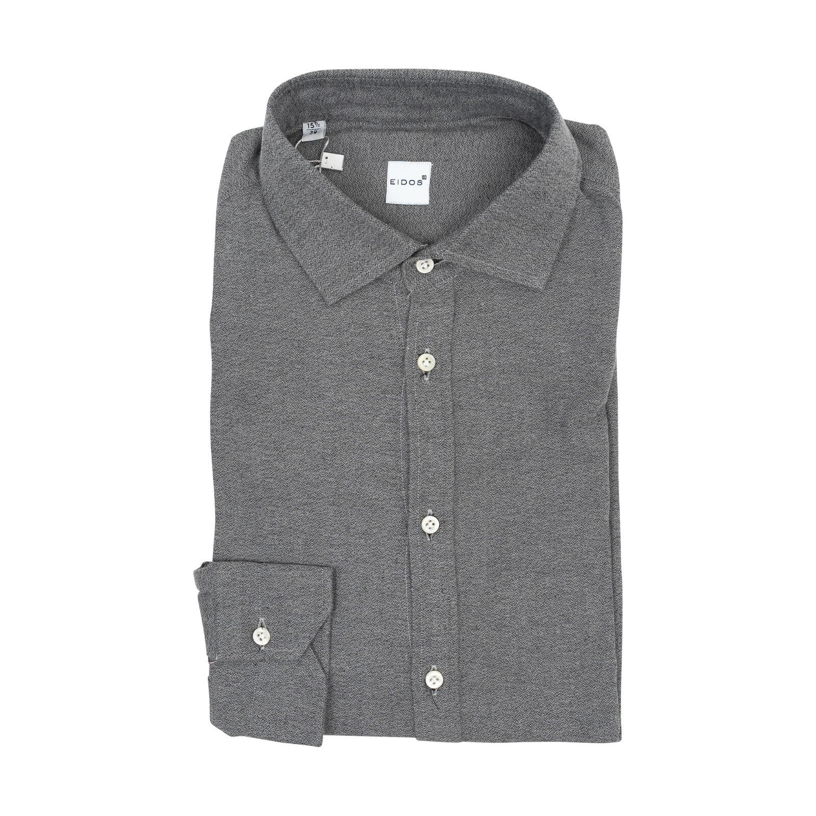 350$ EIDOS by ISAIA NAPOLI textured Gray Casual Shirt Washed Cotton
