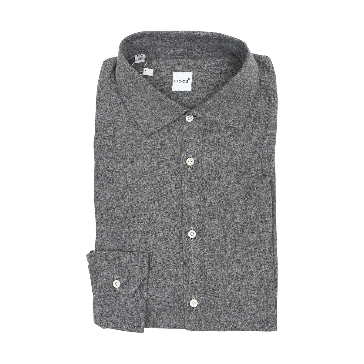 350$ EIDOS by ISAIA NAPOLI textured Gray Casual Shirt Washed Cotton