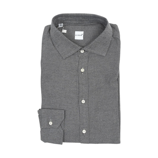 350$ EIDOS by ISAIA NAPOLI textured Gray Casual Shirt Washed Cotton