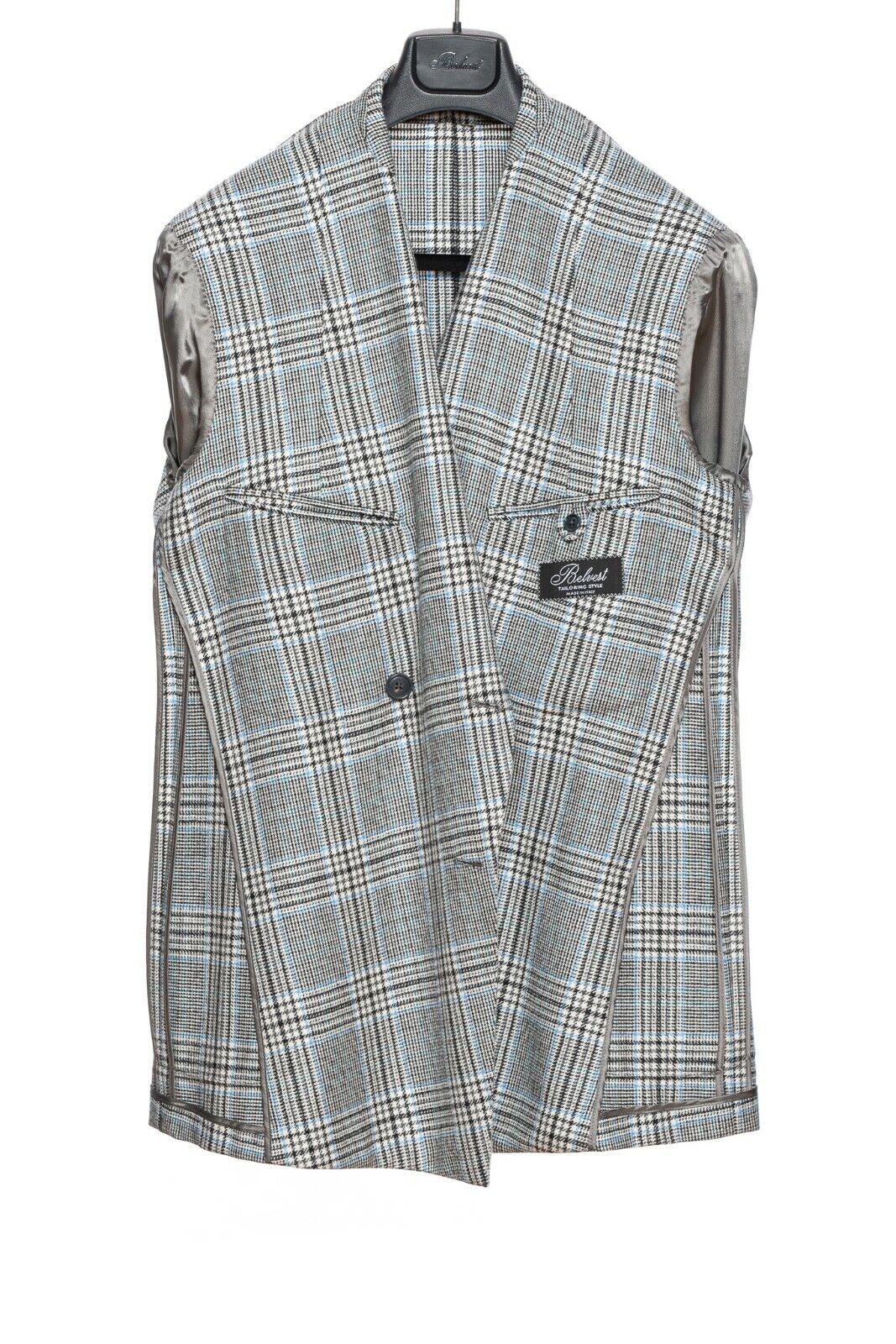 $2350 BELVEST Flannel Wool Prince of Wales Jacket Double Breasted 40 US 50 EU 7R