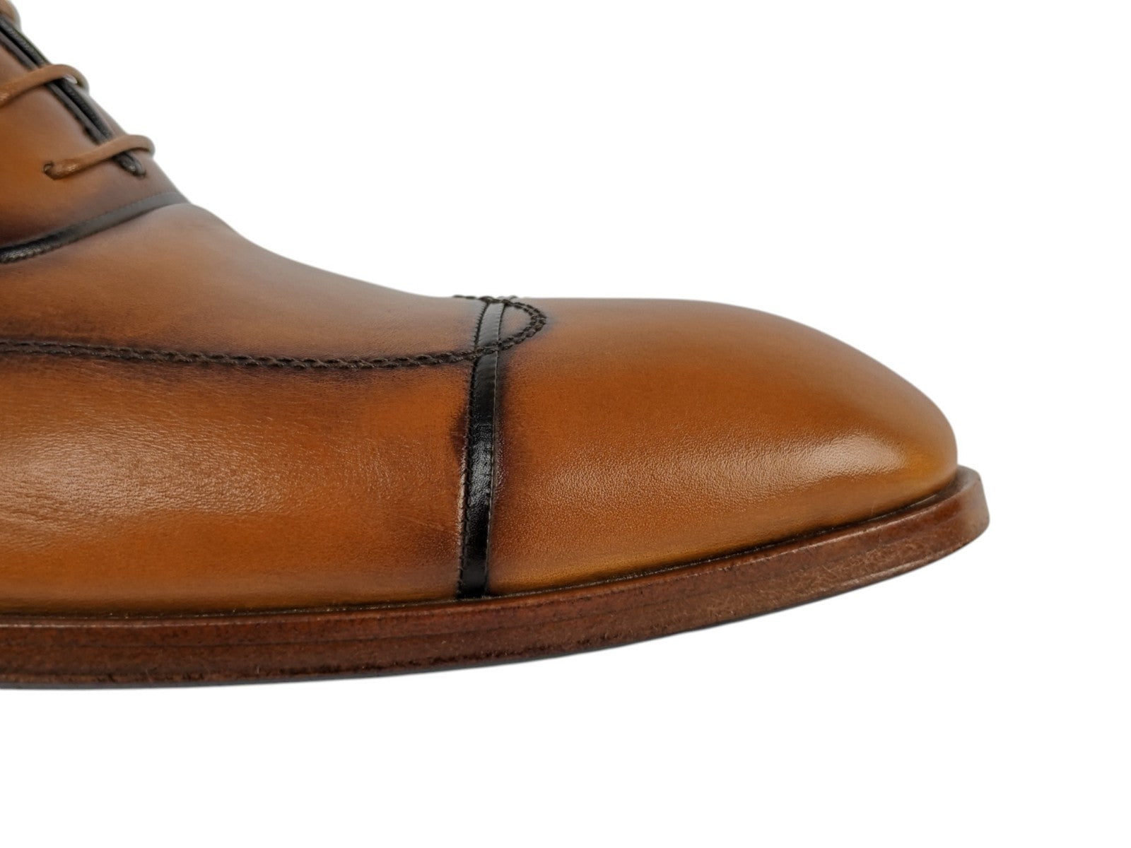 1200$ TESTONI Oxford Shoes Goodyear Welted Calf Caramel 8 UK / 9 US / 42 IT