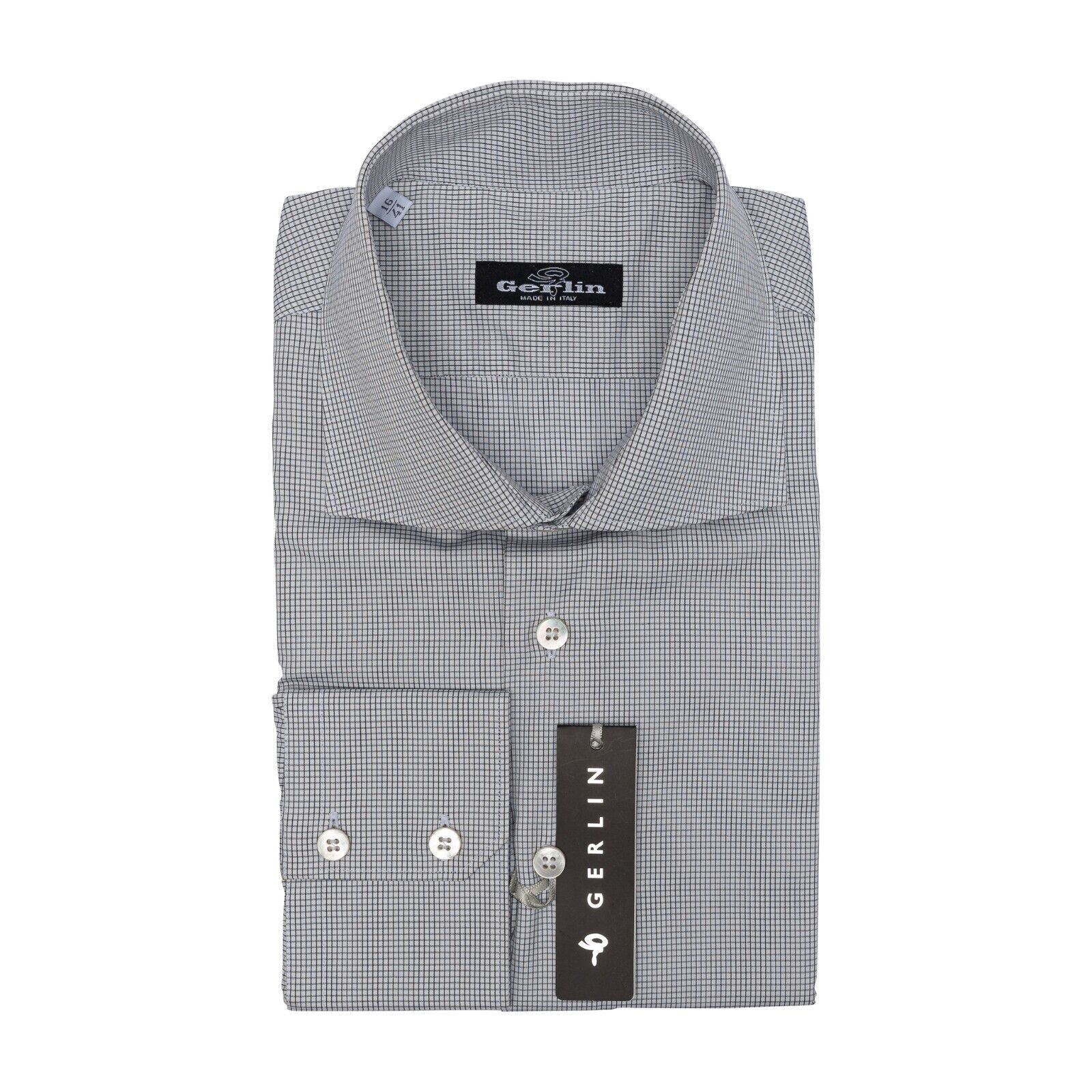 690$ LUXURY GERLIN Shirt Gray SUPRALUX ALUMO Cotton 16 - 41  1S BIJAN