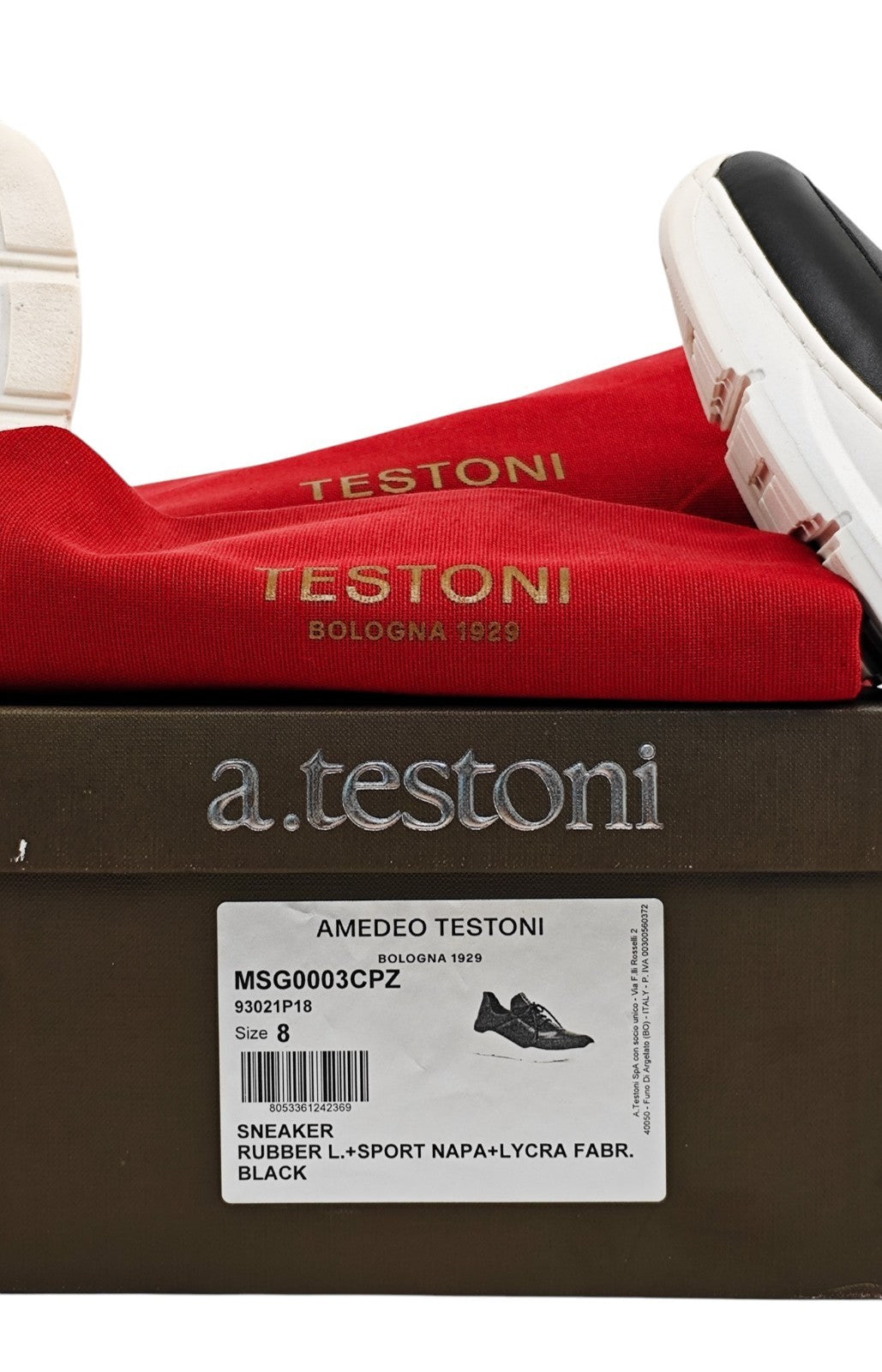 750$ TESTONI Black Sport Sneaker Shoes Calf + Lycra 8 UK  / 9 US / 42 IT