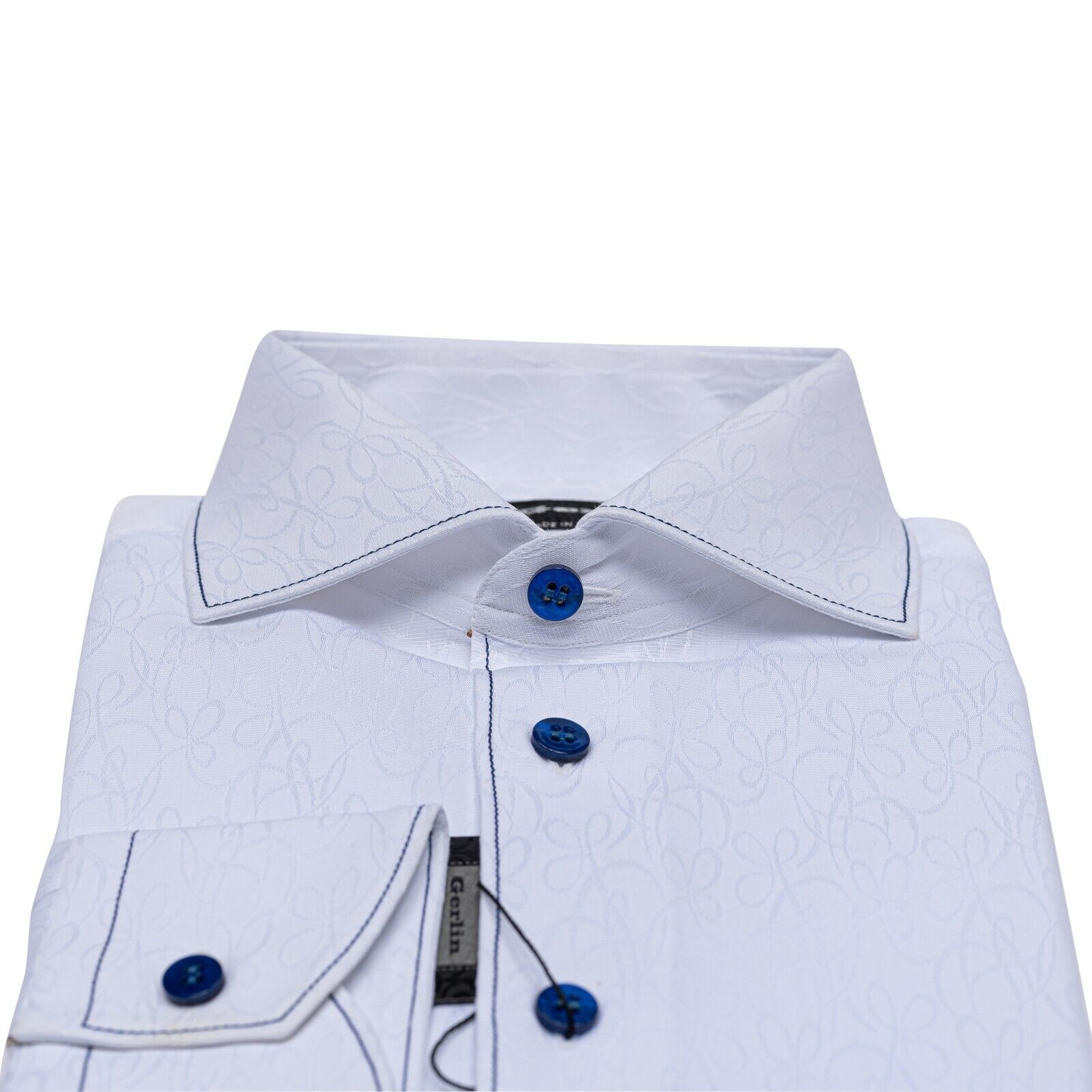 690$ LUXURY GERLIN Shirt White ALUMO JACQUARD Cotton 16 - 41 4AP BIJAN