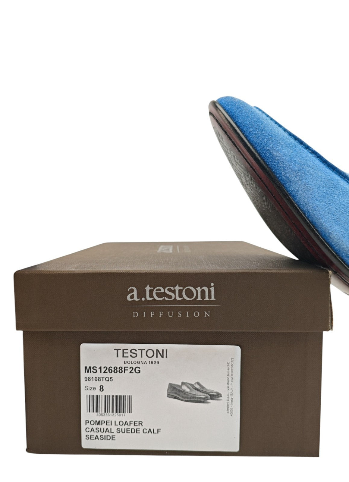 1250$ TESTONI "Pompei" Loafer Shoes Suede Calf Seaside 8 UK / 9 US / 42 IT