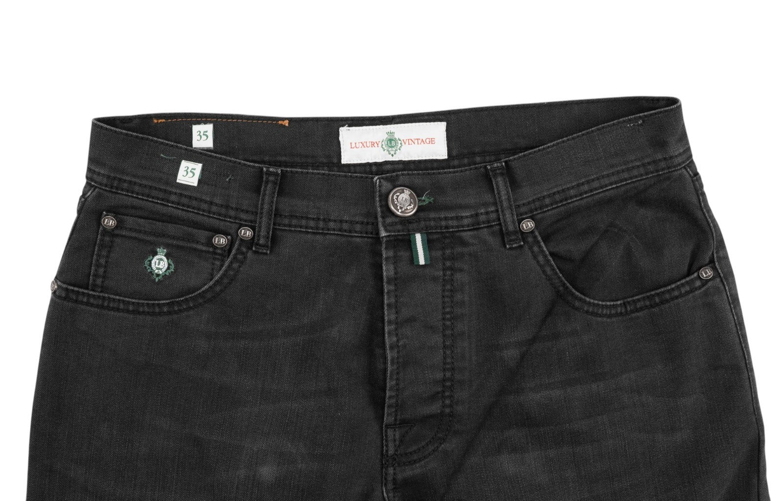 415$ LUIGI BORRELLI NAPOLI Charcoal 5 Pocket Jeans 35 US / 51 EU - Made in Italy