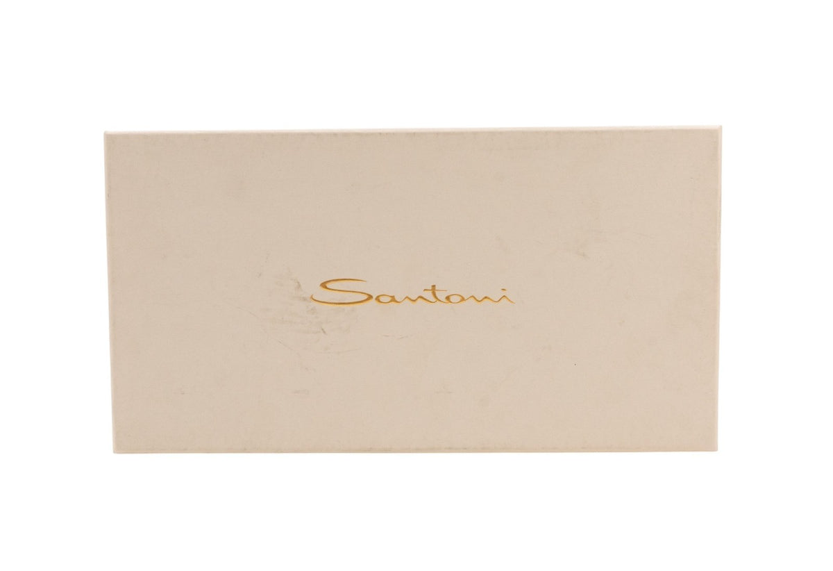 1360$ SANTONI Derby Shoes Blue Antiqued Leather Handmade in Italy