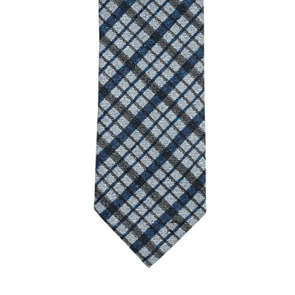 $290 ITALO FERRETTI Tie Check Blue 100% Wool Handmade in Italy BIJAN