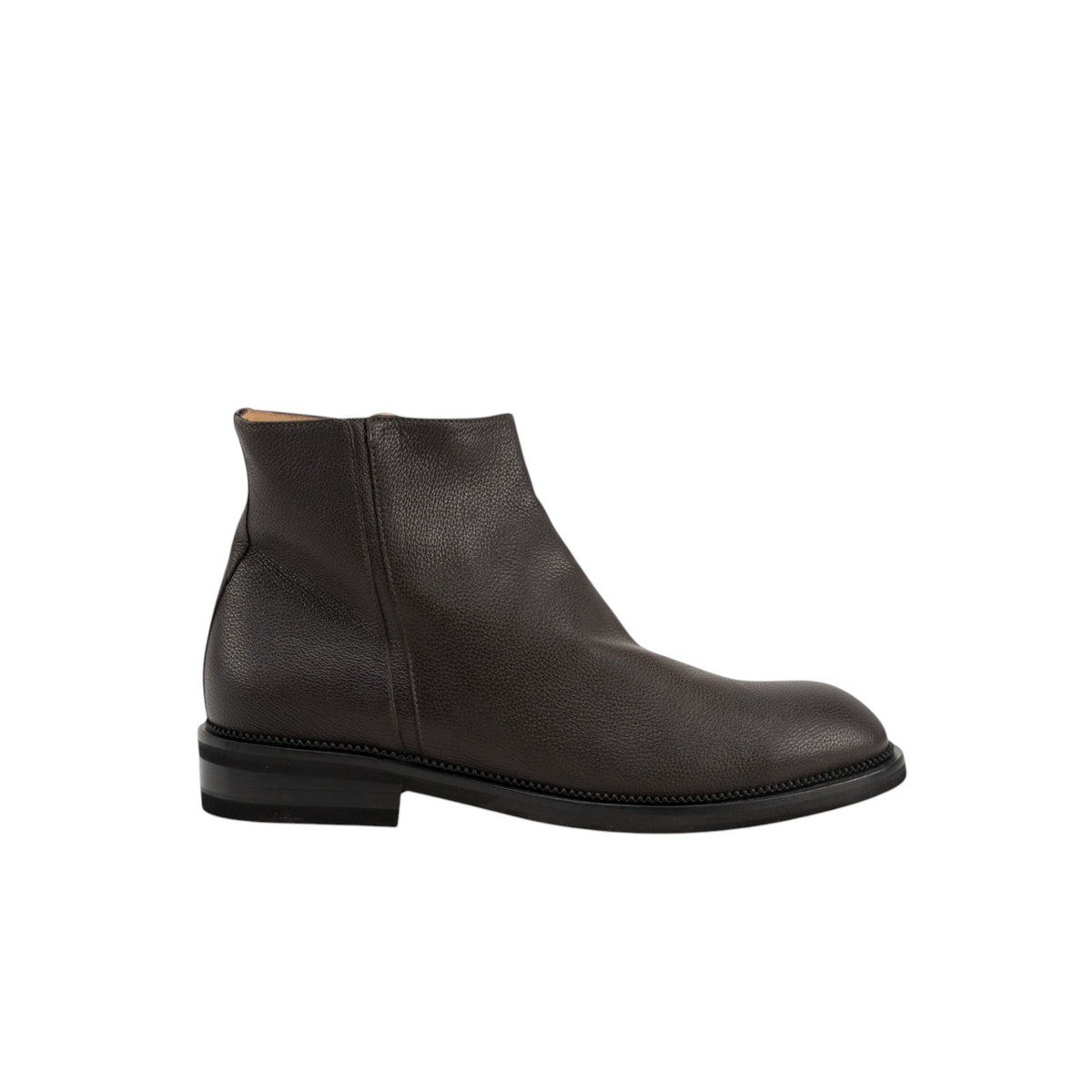 1550$ TESTONI Ankle Zip Boot Shoes Grain Calf Dark Brown 8 UK / 9 US / 42 IT