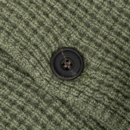 $1750 RUBINACCI NAPOLI Cardigan Jacket 100% Ribbed Cashmere Green