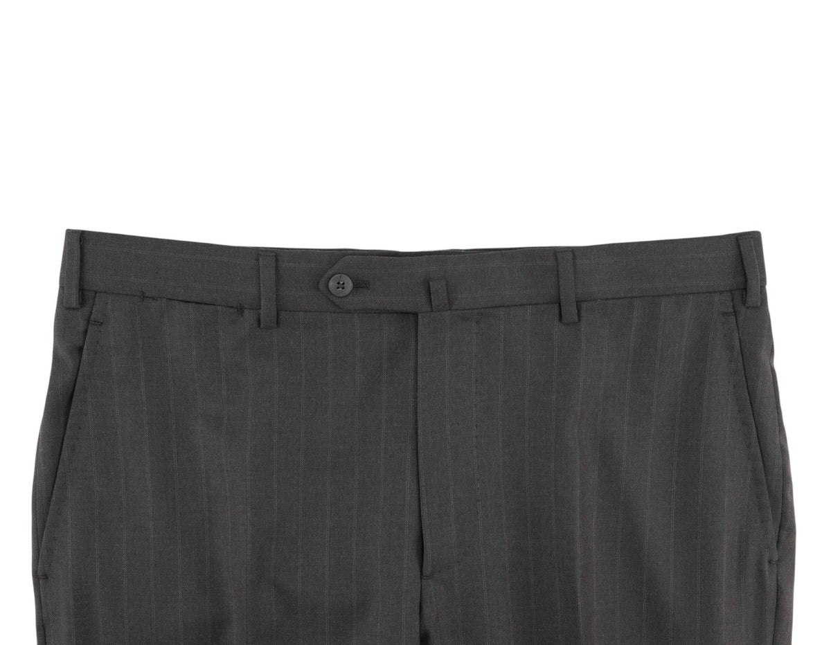 $6850 ISAIA NAPOLI "Gregorio" Dark Gray Suit Hand-Sewn Fine Wool Striped