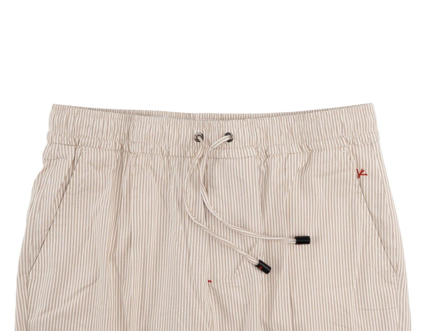 1350$ ISAIA NAPOLI Beige - Ivory Drawstring Pant Cotton - Silk Sartorial Fit
