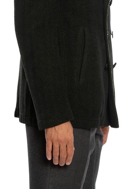 $1950 BOGLIOLI Caban Peacoat Coat Blue / Green Cashmere Wool Cotton  40 US 50 EU