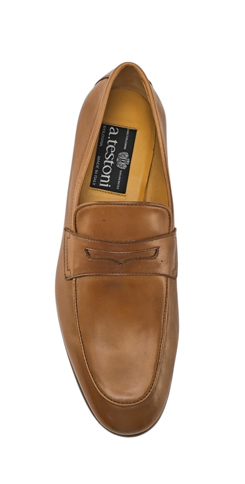 $1350 TESTONI Loafer Shoes Bolognese Construction Calf Caramel