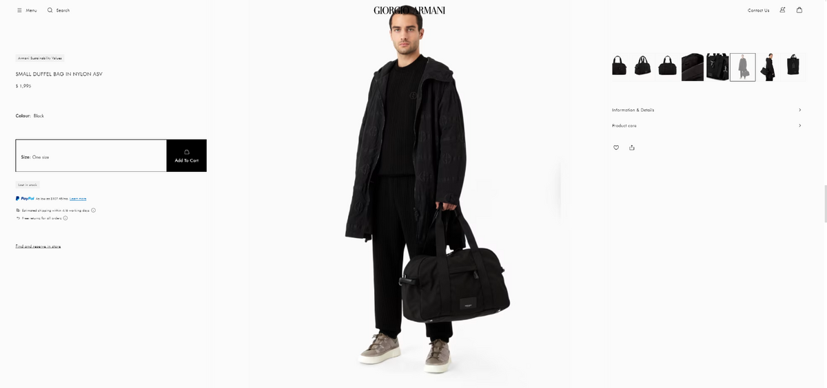 $1995 GIORGIO ARMANI Black Label LARGE Duffle Bag Travel + Mini Shopper Bag