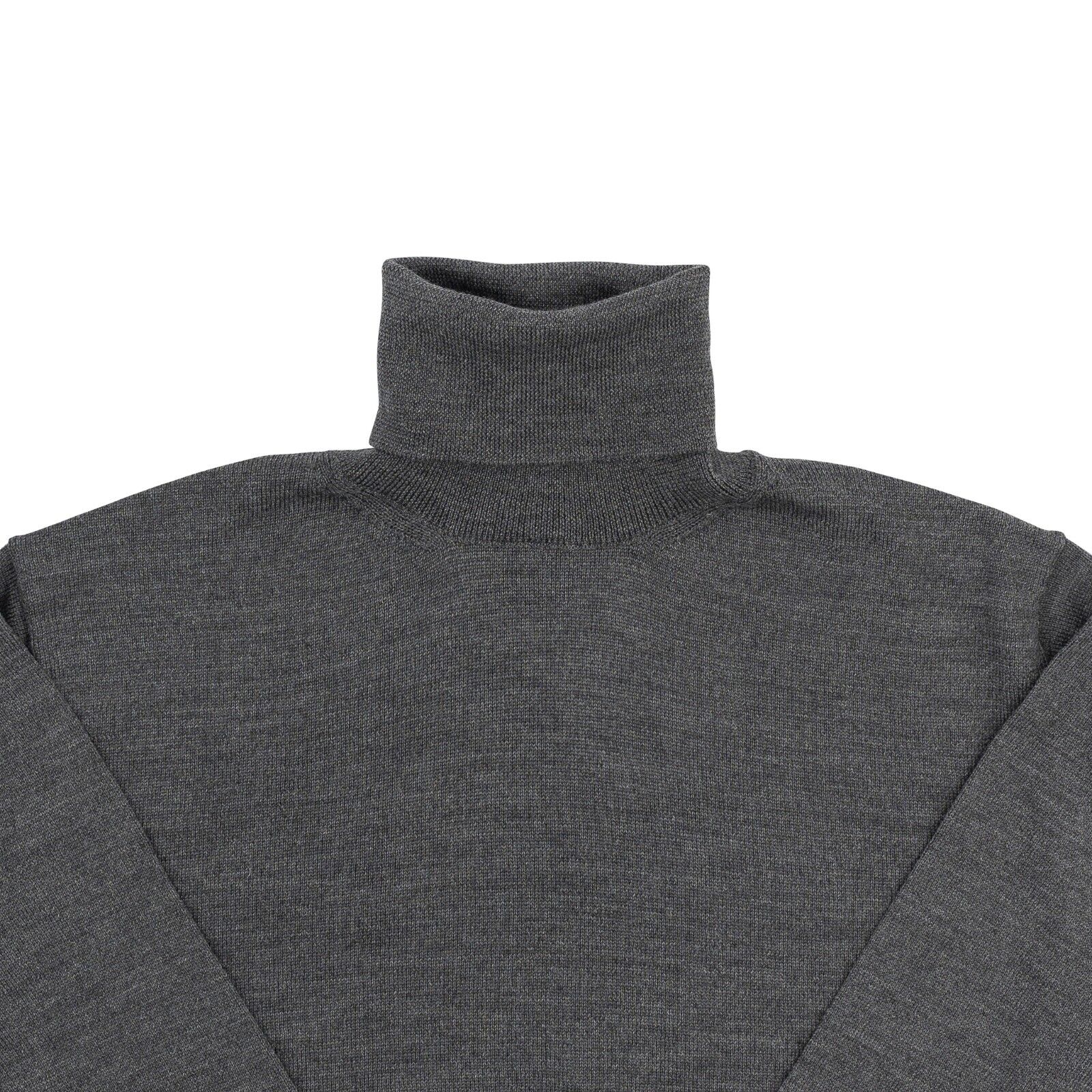 1400$ ISAIA NAPOLI Gray Knit Sweater Turtleneck Fine Wool Size S