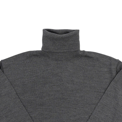 1400$ ISAIA NAPOLI Gray Knit Sweater Turtleneck Fine Wool Size S