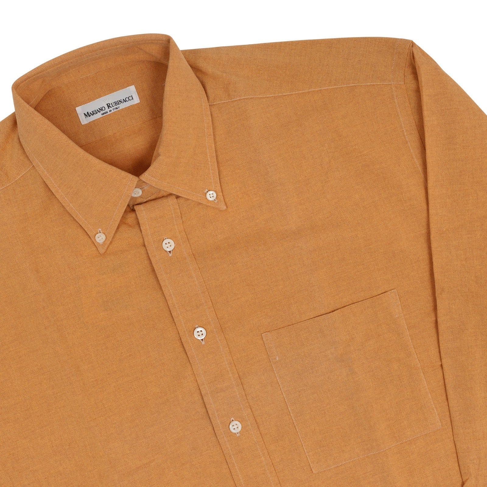 520$ RUBINACCI NAPOLI Dark Orange Shirt Cotton Button Down Classic Fit  1P