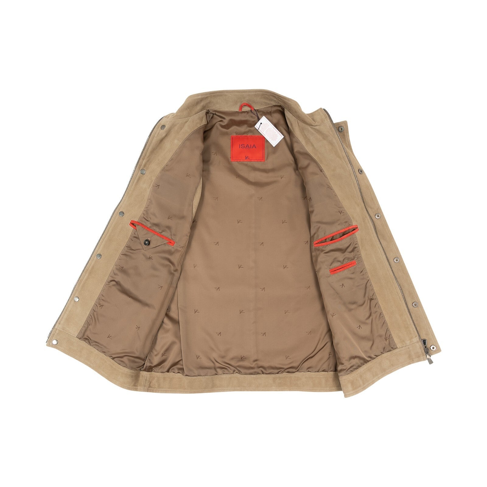 4800$ ISAIA NAPOLI Beige Field Jacket Coat Suede Lambskin Leather 40 US 50 EU