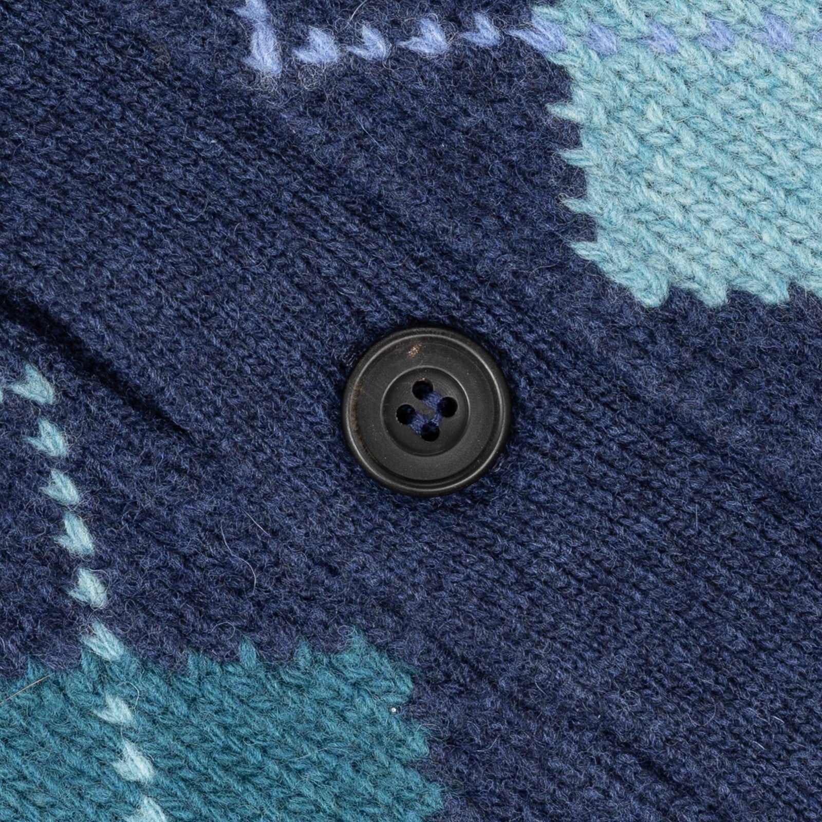 $950 RUBINACCI NAPOLI Blue Cardigan Jacket Argyle Check Wool 42 US / 52 EU