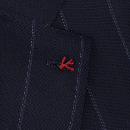 $6700 ISAIA "Gregorio" Dark Blue Suit Fine Wool Striped 42 US / 52 EU 8R