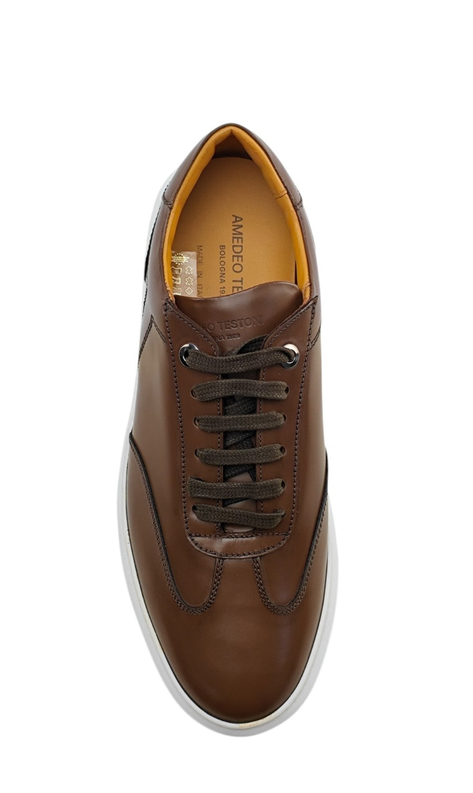 950$ TESTONI "Paestum" Brown Sneaker Burnishe Calf + Suede  8 UK  10 US  42 IT