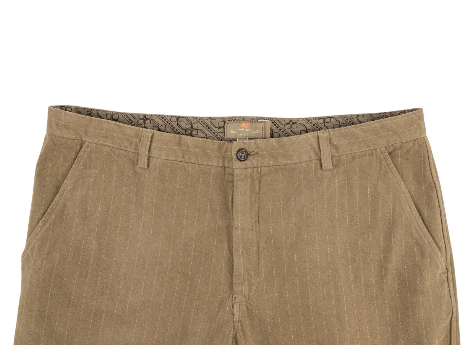 780$ ETRO MILANO Beige Flannel Cotton Pant Straight Leg Made in Italy