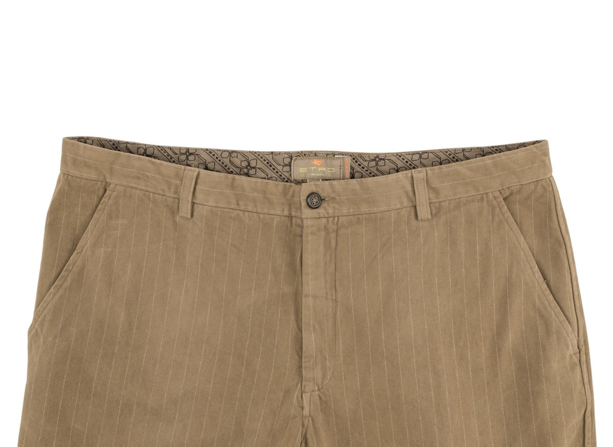 780$ ETRO MILANO Beige Flannel Cotton Pant Straight Leg Made in Italy