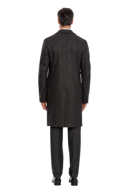 $2400 BOGLIOLI MILANO Grey Coat K.Jacket Houndstooth Heavy Wool 40 US / 50 EU