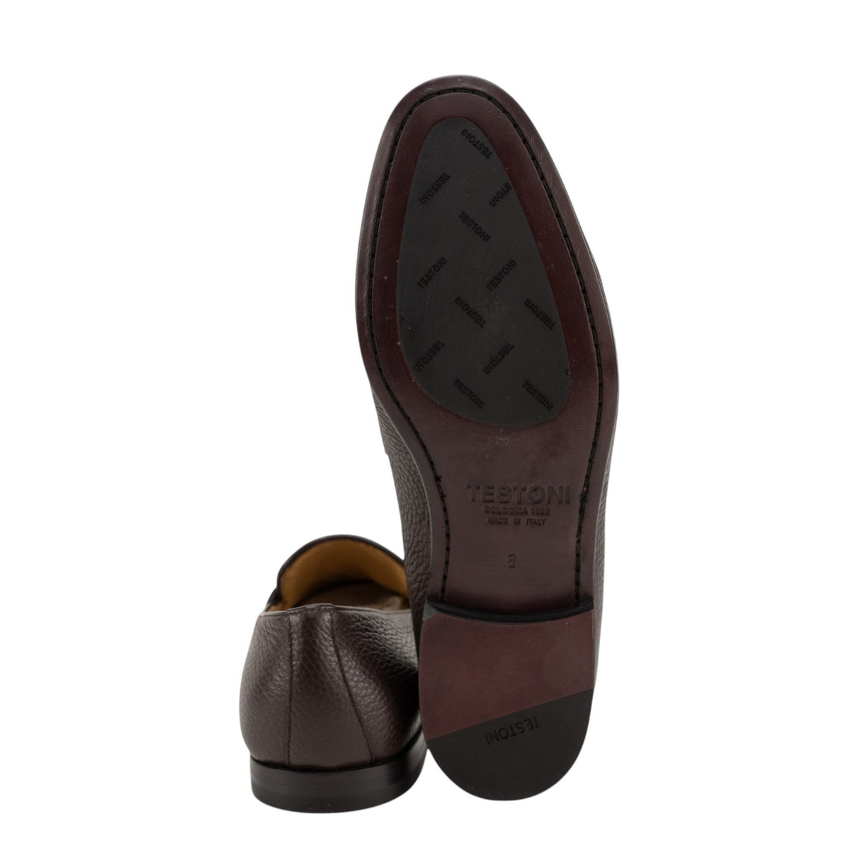 1200$ TESTONI Bologna Construction Loafer Shoes Deer Cigar 8 UK / 9 US / 42 IT