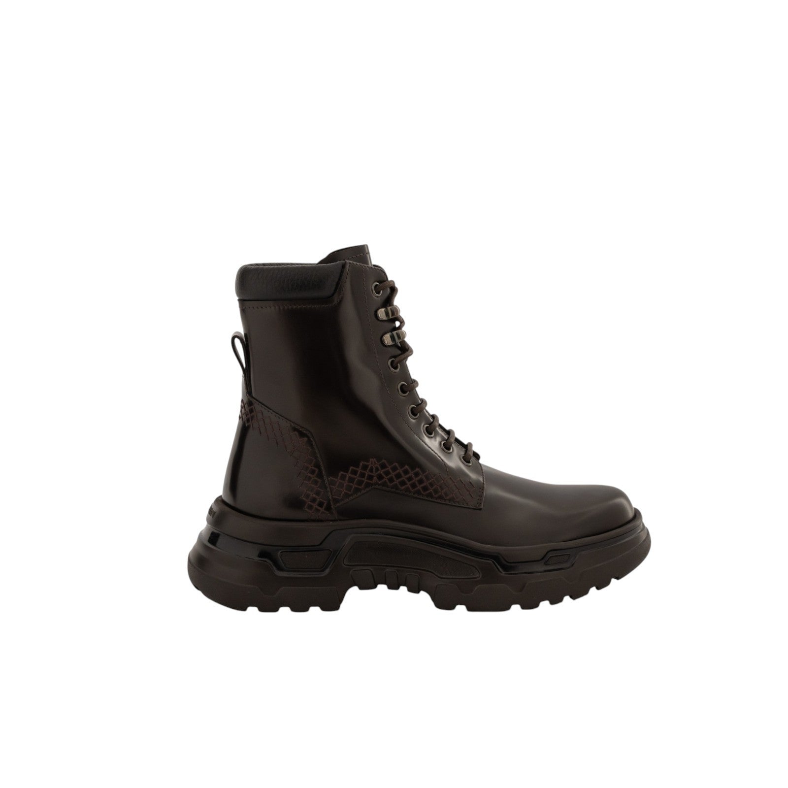 1620$ GIORGIO ARMANI Combat Boots Shoes Chocolate Leather 5.5 UK 6.5 US 39.5 IT