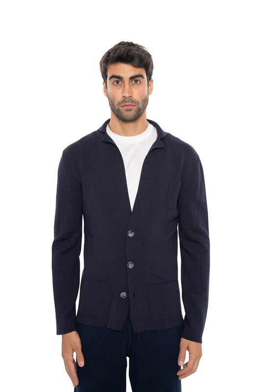 $1650 FEDELI CASHMERE Blue Navy Cardigan Jacket Superfine Wool 140's