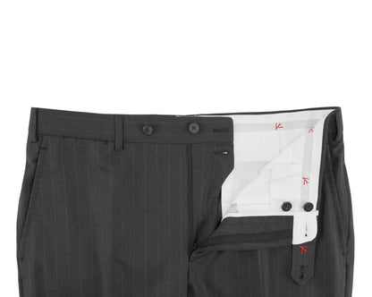 $6850 ISAIA NAPOLI "Gregorio" Dark Gray Suit Hand-Sewn Fine Wool Striped