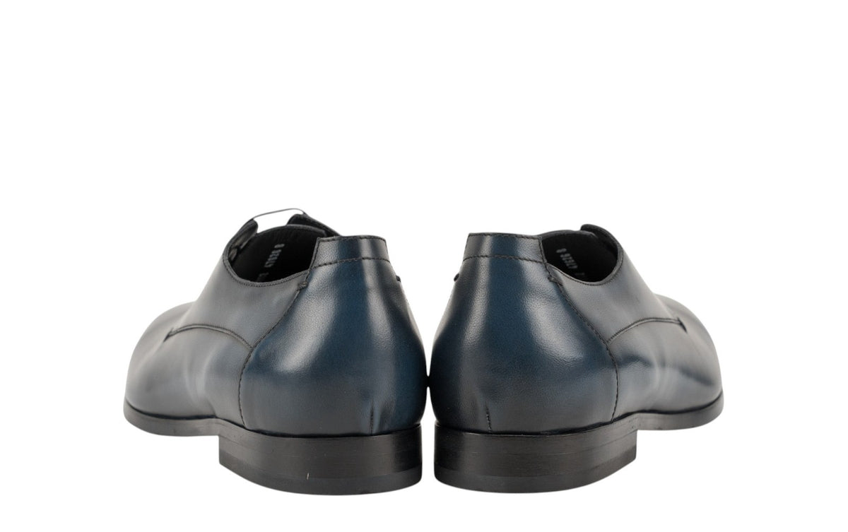 1200$ TESTONI Derby Shoes Grain Brushed Calf Blue Navy 8 UK / 9 US / 42 IT