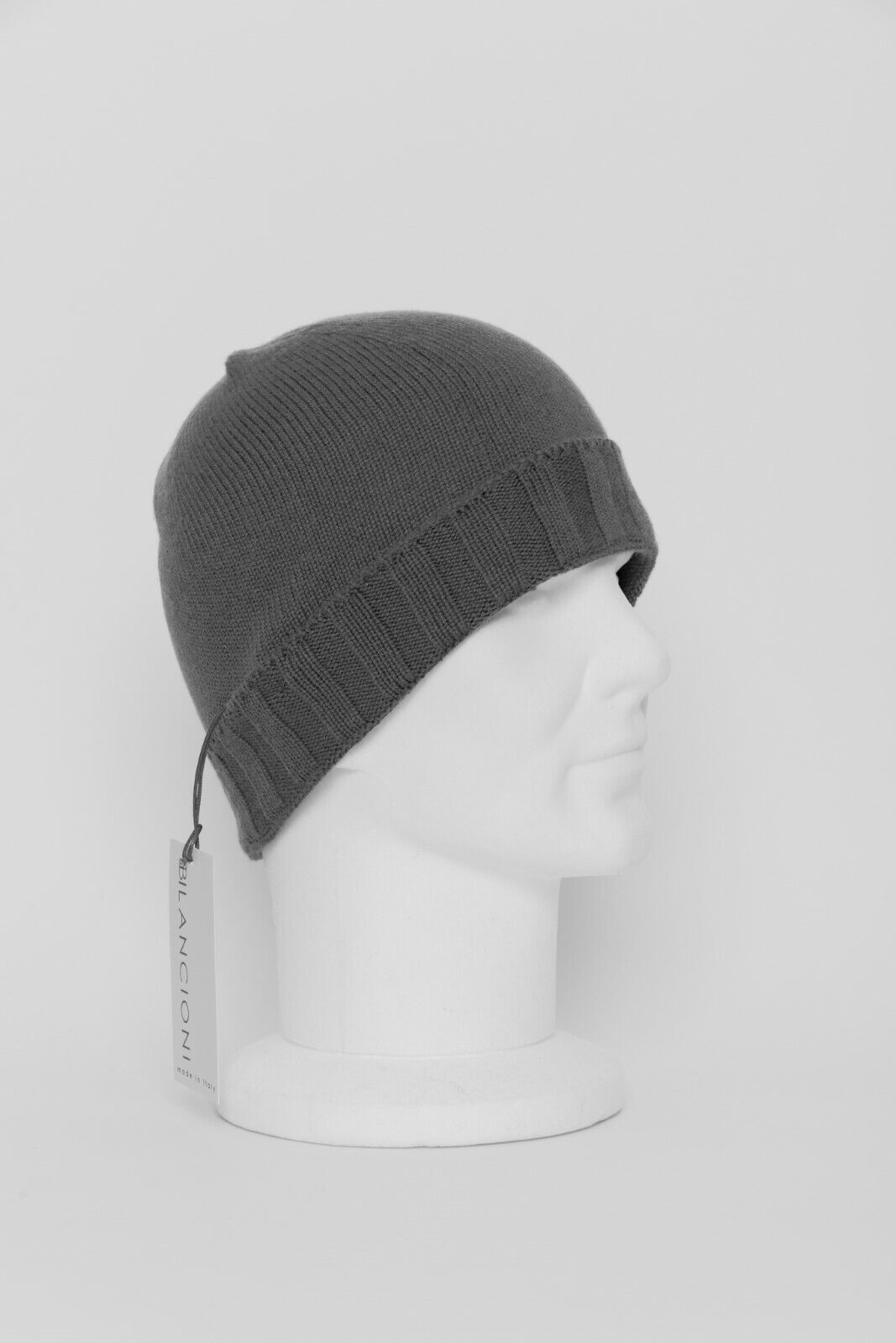 $380 UMBERTO BILANCIONI Gray Beanie Hat 100% Cashmere Made in Italy One Size