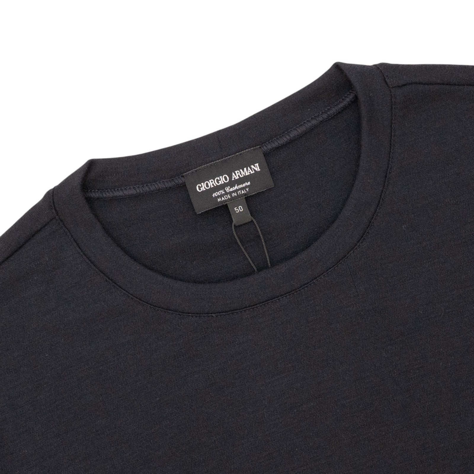 1400$ GIORGIO ARMANI Blue Midnight T-Shirt Interlock 100% Cashmere 40 US 50 IT