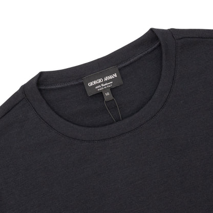 1400$ GIORGIO ARMANI Blue Midnight T-Shirt Interlock 100% Cashmere 40 US 50 IT