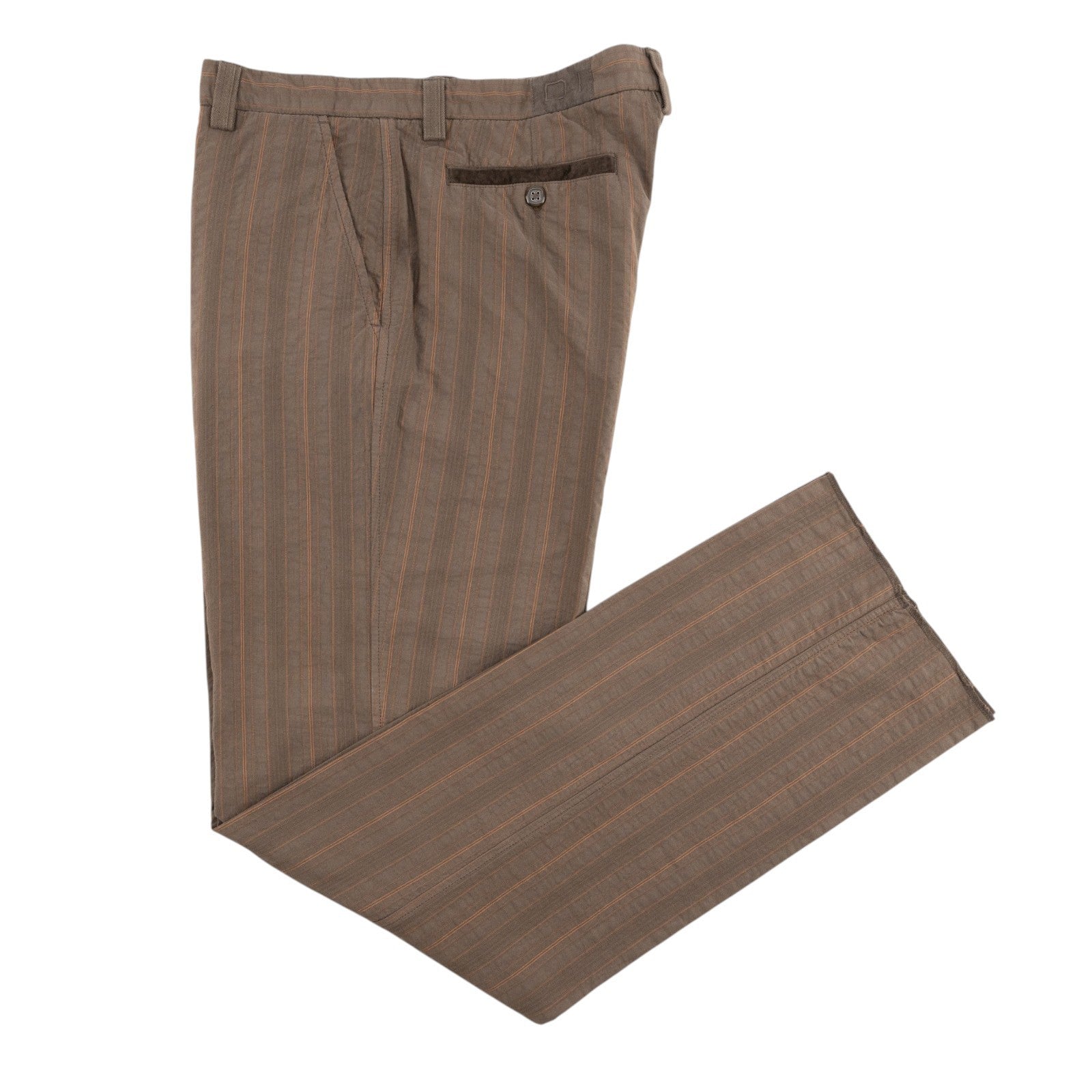 780$ ETRO MILANO Chocolate Brown Seersucker Cotton Pant Straight Leg
