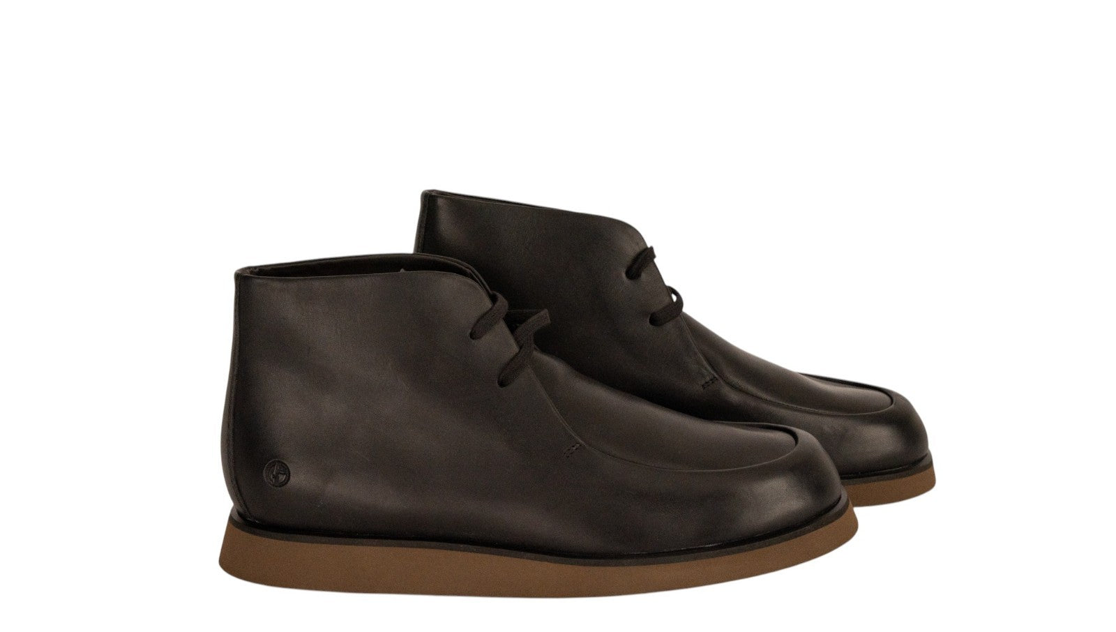 1565$ GIORGIO ARMANI Chukka Ankle Boot Lace-Up Shoes Black Smooth Leather