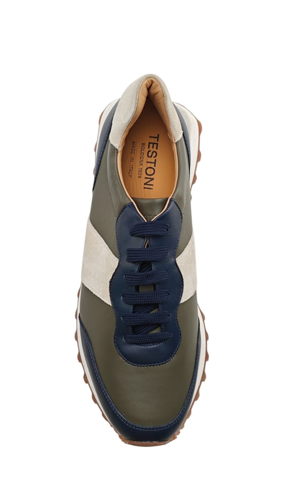 850$ TESTONI Sneaker Shoes Calf Navy / Fir Tree / Ivory  8 UK / 9 US / 42 IT