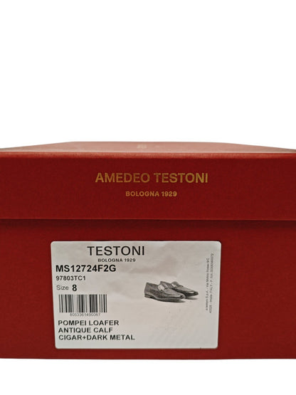 1250$ TESTONI Loafer BOLOGNESE CONSTRUCTION Calf Brown 8 UK / 9 US / 42 IT