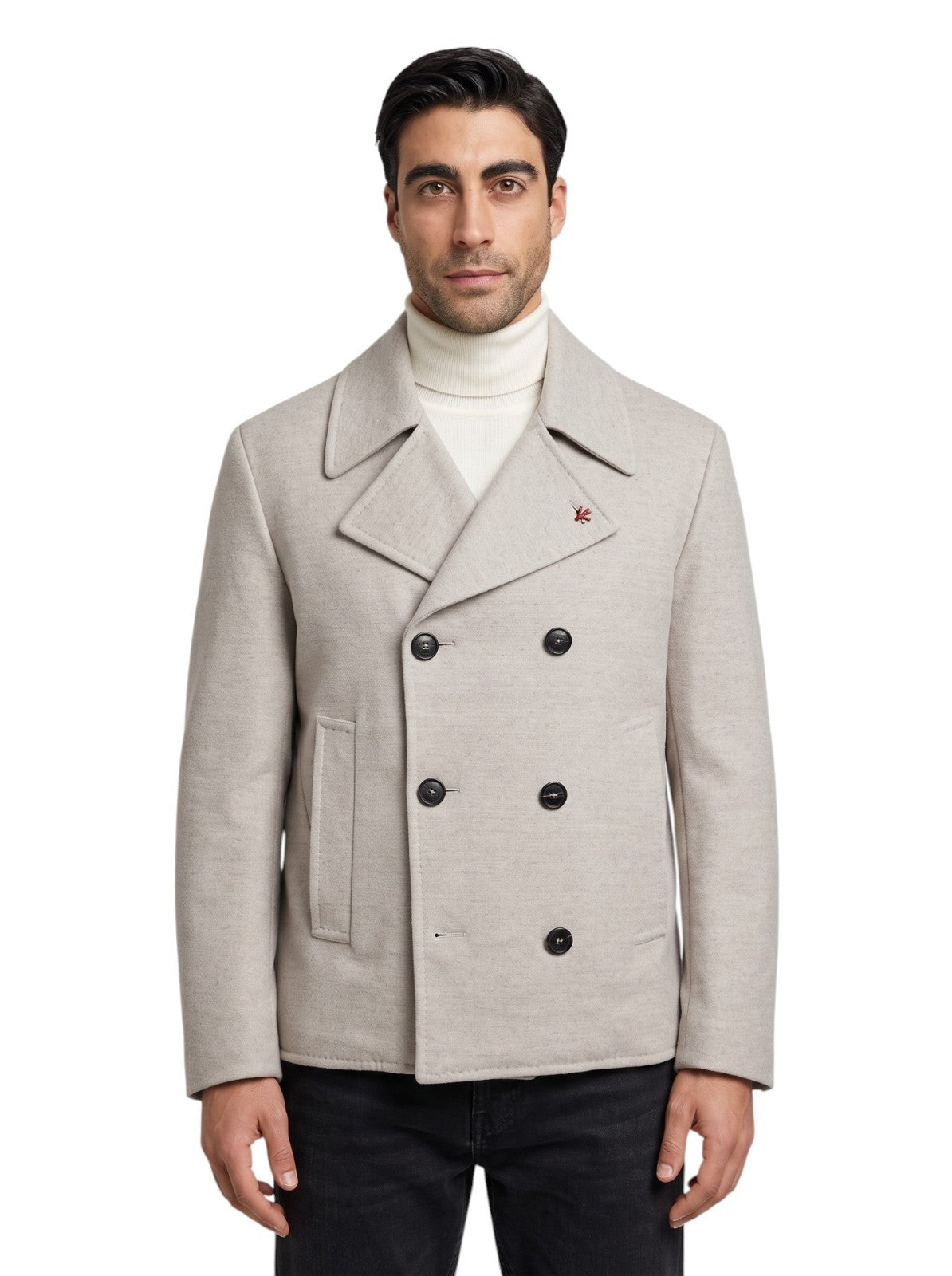 $5250 ISAIA "Capri" Light Beige Caban Peacoat Coat Linen / Cashmere 38 US  48 EU