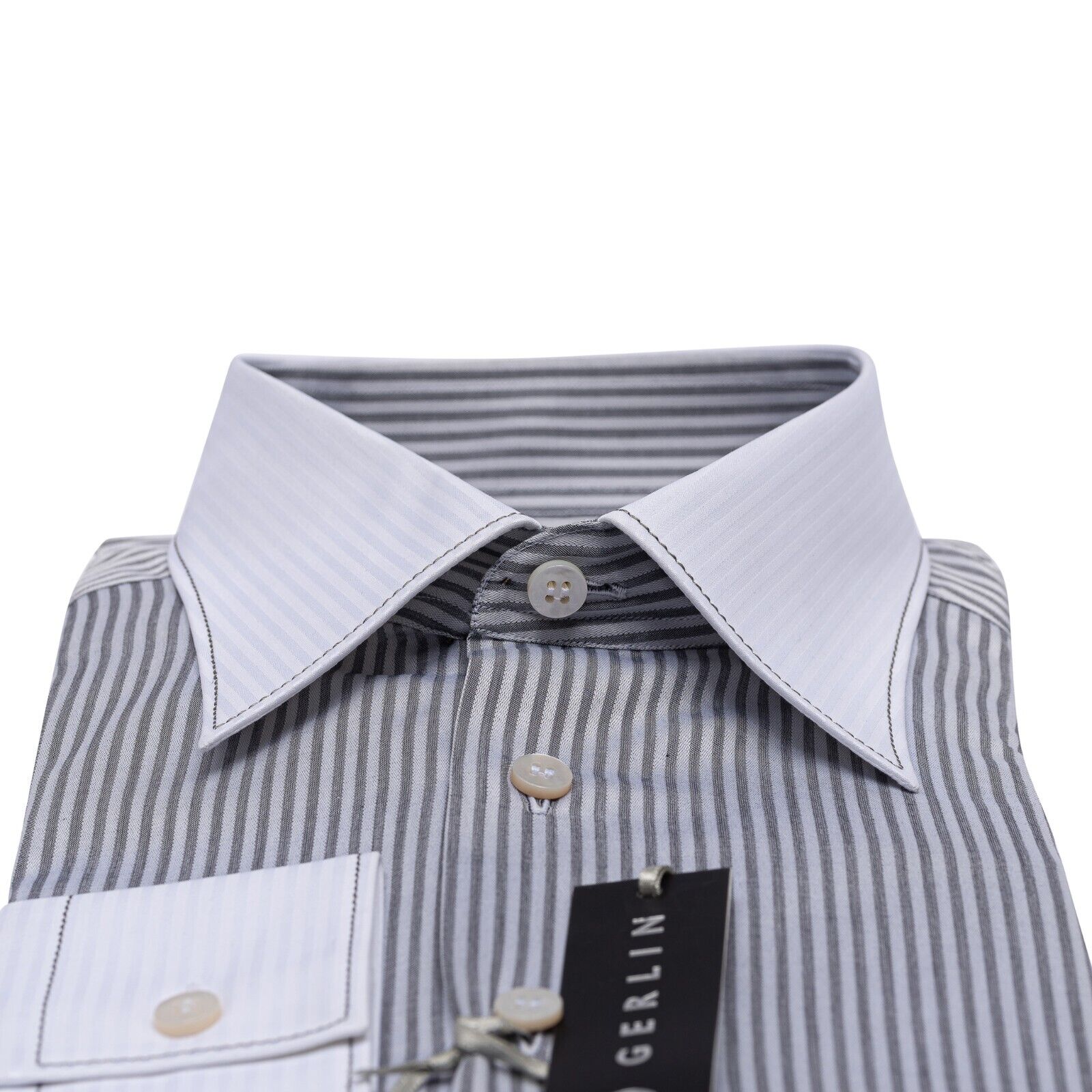 690$ LUXURY GERLIN Shirt Striped ALUMO Jacquard Cotton 16 - 41 3M ZILLI