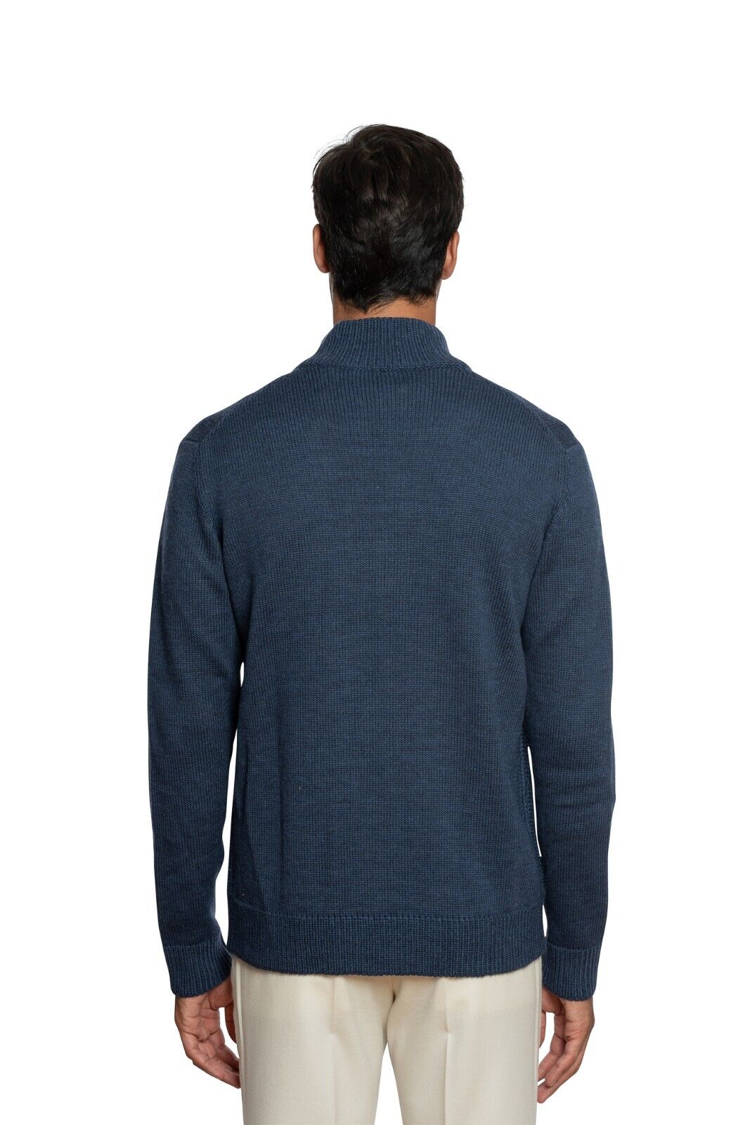 650$ DELLA CIANA CASHMERE Thick Sweater Cardigan Wool Merinos Blue 40 US / 50 EU