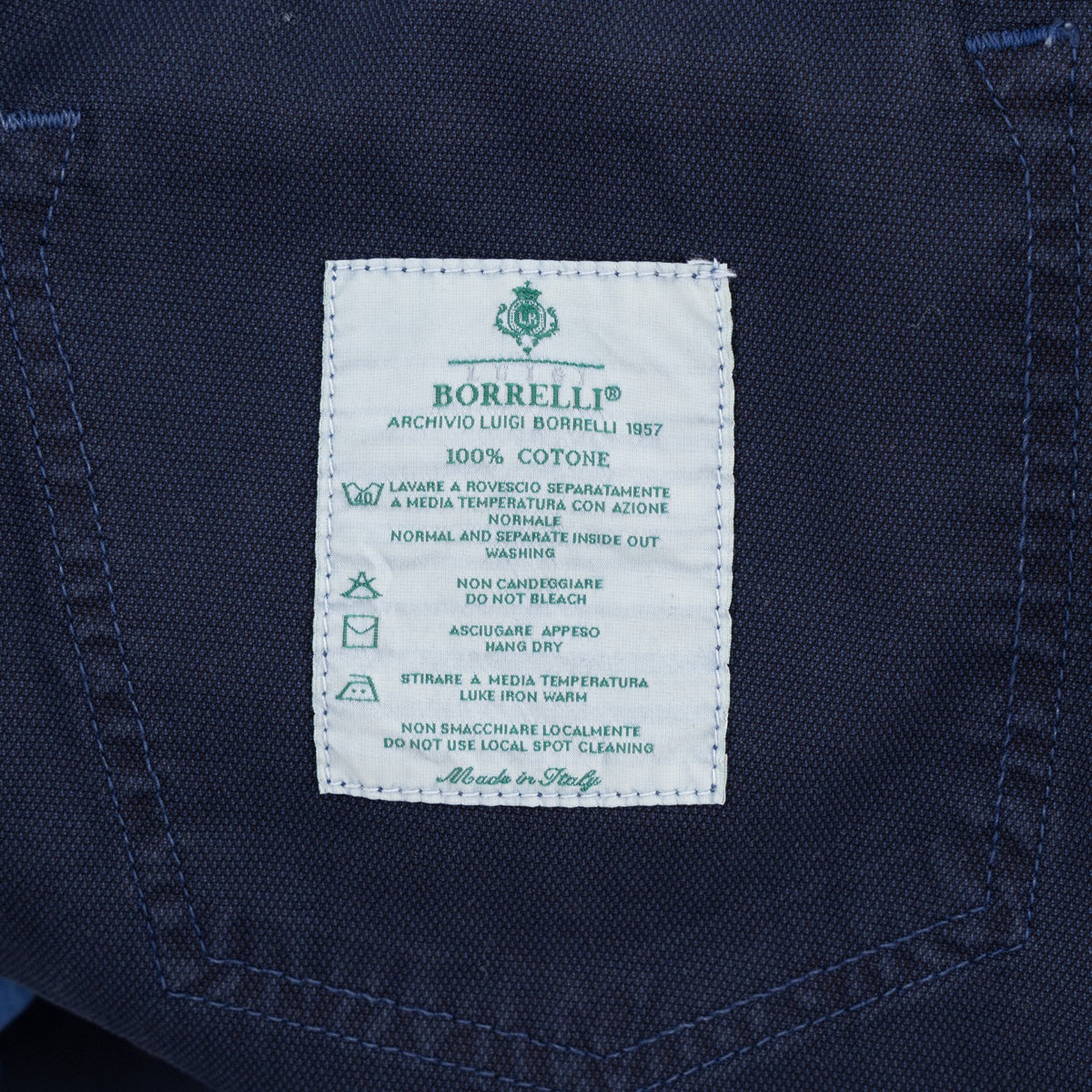 415$ LUIGI BORRELLI NAPOLI Blue Navy Denim Jeans Pant Cotton 35 US / 51  EU