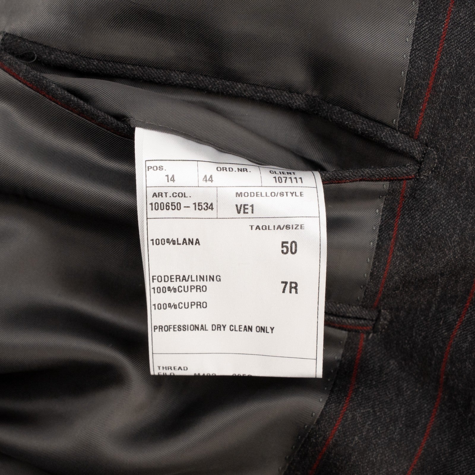 $2500 RAFFAELE CARUSO Dark Gray Suit Fine Wool 110's Pinstripe 40 US / 50 EU