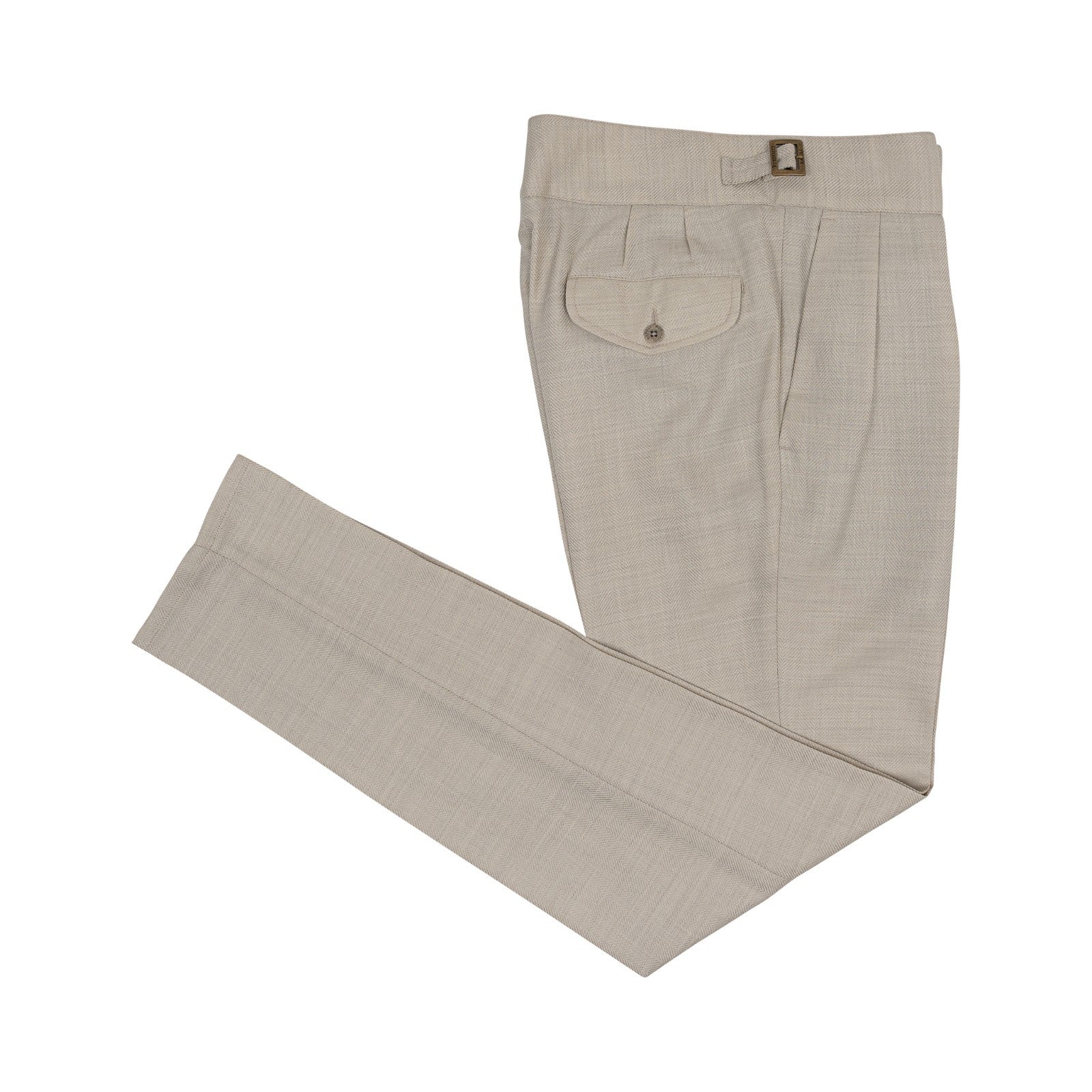 670$ RUBINACCI NAPOLI "Manny" Ivory High Rise Pant Wool Silk Linen 28 US / 44 EU