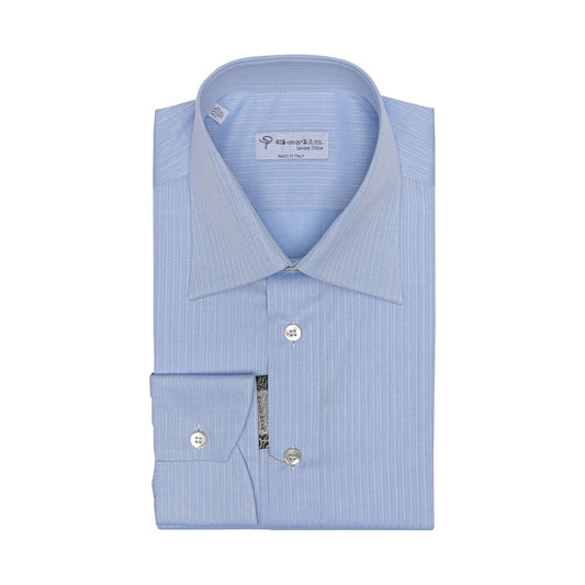 690$ LUXURY GERLIN Shirt Light Blue ALUMO Cotton Jacquard  2A ZILLI