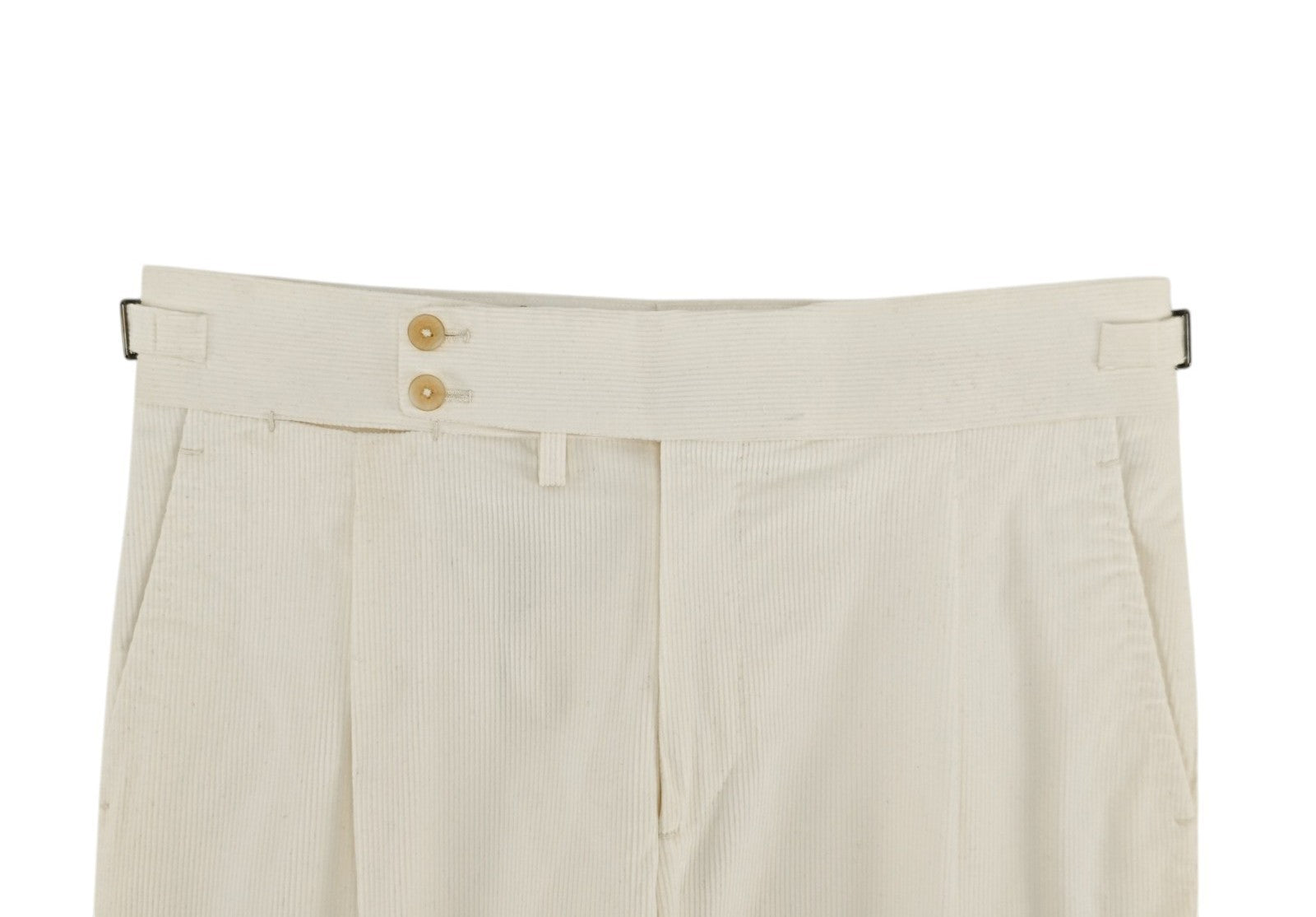 1350$ ISAIA "Casalnuovo" Ivory Dress Pant Corduroy Cotton Wool 34 US / 50 EU